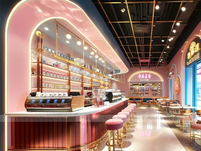 Red White Dessert Beverage Hall Layout