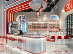 Red White Dessert Beverage Wall Counter