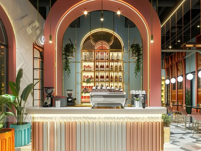 Red White Dessert Beverage Wall Counter