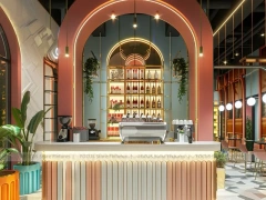 Red White Dessert Beverage Wall Counter