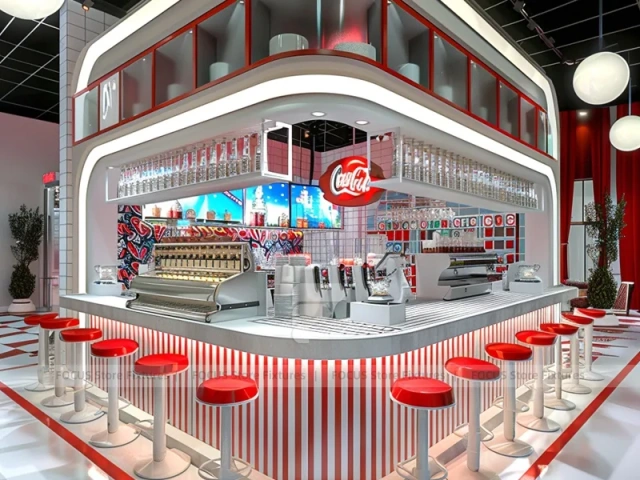 Red White Double Deck Beverage Counter
