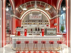 Red White Gelato Beverage Arch Counter