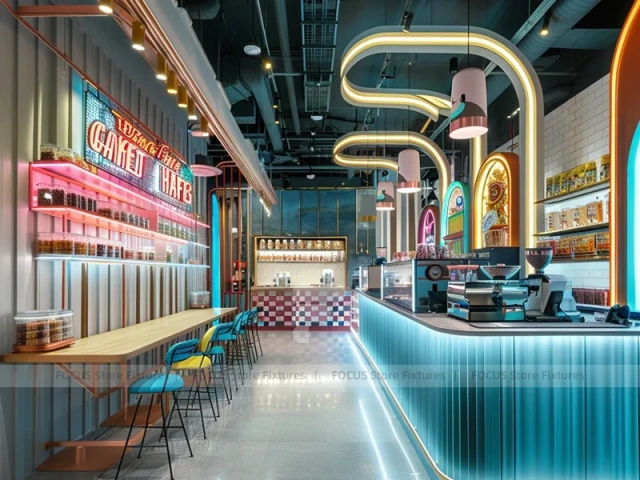 Red White Gelato Beverage Arch Counter