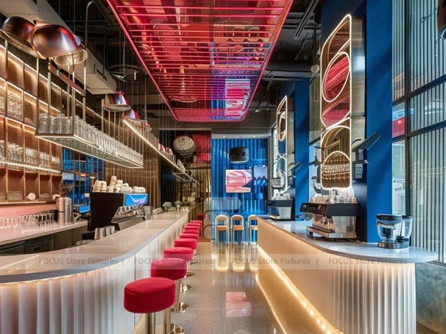 Red White Gelato Beverage Arch Counter