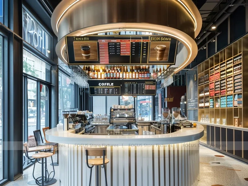 Round Coffee Kiosk With Menu Screens