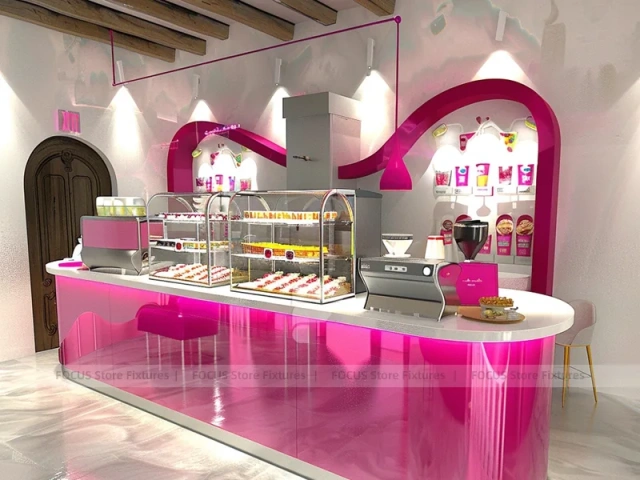 Round Coffee Kiosk With Menu Screens