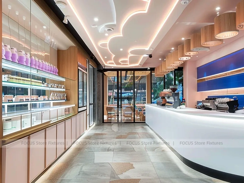 Round Coffee Kiosk With Menu Screens