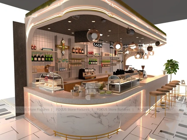 Round Pink Beverage Bar Island Counter
