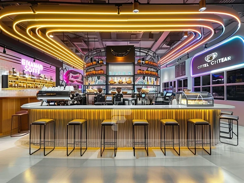 Round Pink Beverage Bar Island Counter