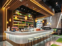 Round Pink Beverage Bar Island Counter