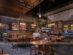 Rustic Industrial Coffee Shop Dining Layout