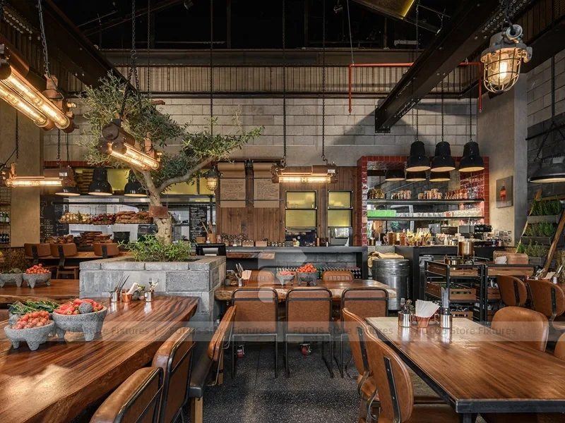 Rustic Industrial Coffee Shop Dining Layout