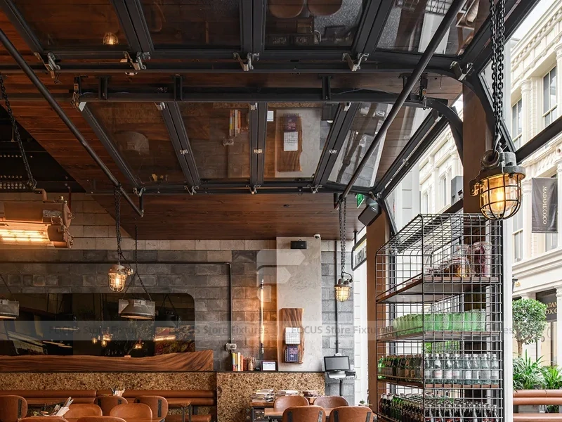 Rustic Industrial Coffee Shop Dining Layout