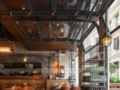 Rustic Industrial Coffee Shop Dining Layout