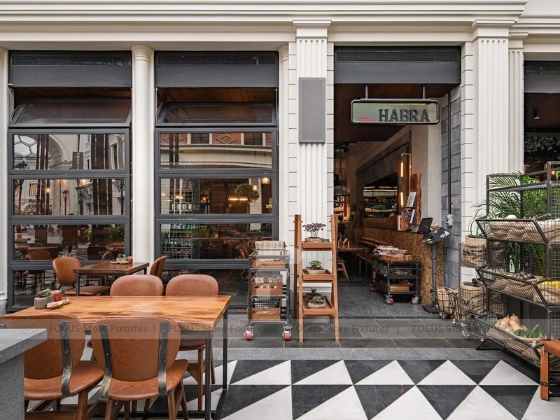 Rustic Industrial Coffee Shop Dining Layout
