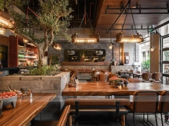 Rustic Industrial Coffee Shop Dining Layout