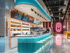 Teal Neon Beverage Cafe Bar Counter