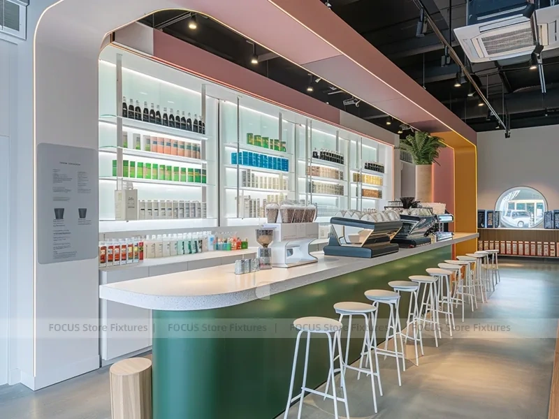 Teal Neon Beverage Cafe Bar Counter