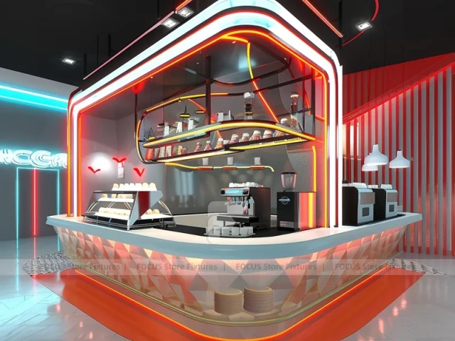 Teal Neon Beverage Cafe Bar Counter