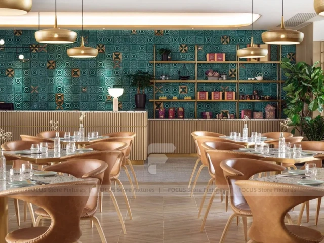 Teal Wall Dessert Cafe Dining Layout