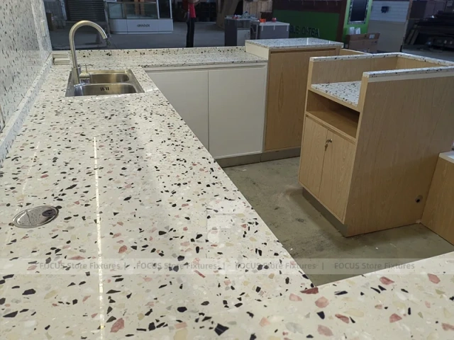 Terrazzo Beverage Preparation Counter Detail