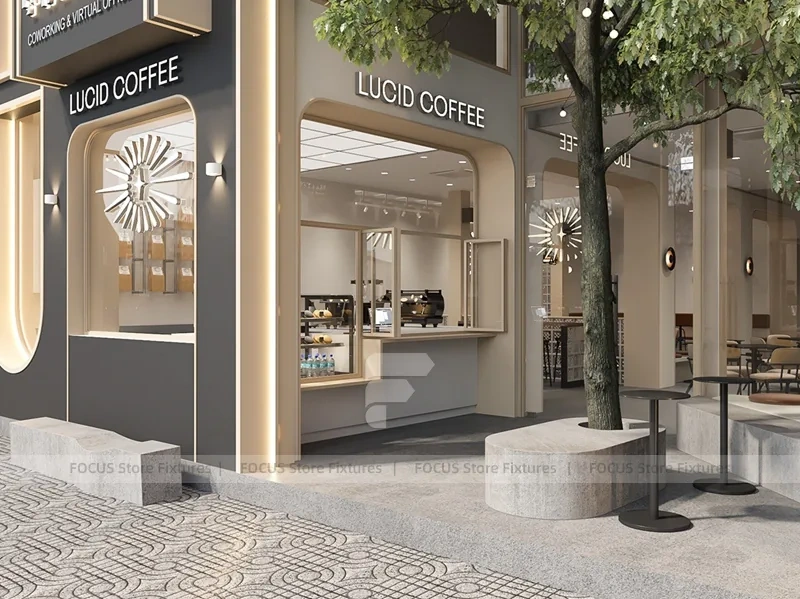 Warm Coffee Shop Exterior Entrance Design