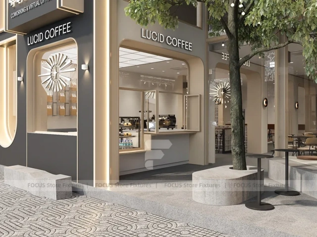 Warm Coffee Shop Exterior Entrance Design