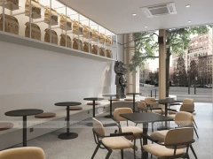 Warm Coffee Shop Exterior Entrance Design