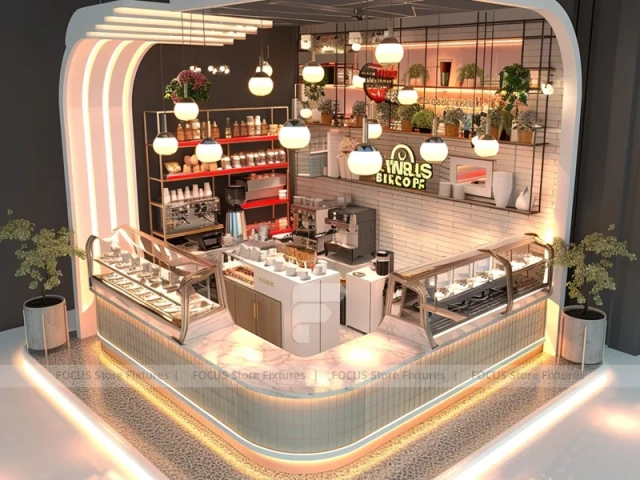 Warm White Dessert Beverage Corner Booth