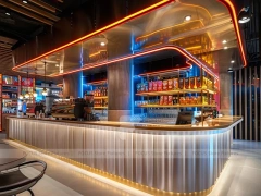 Warm White Dessert Beverage Corner Booth