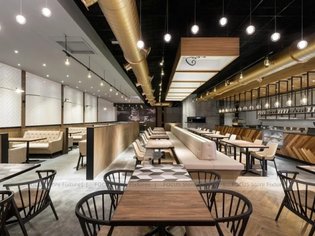 Warm Wood Coffee Bistro Dining Layout