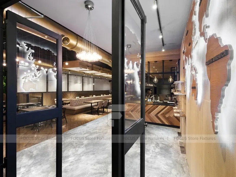 Warm Wood Coffee Bistro Dining Layout
