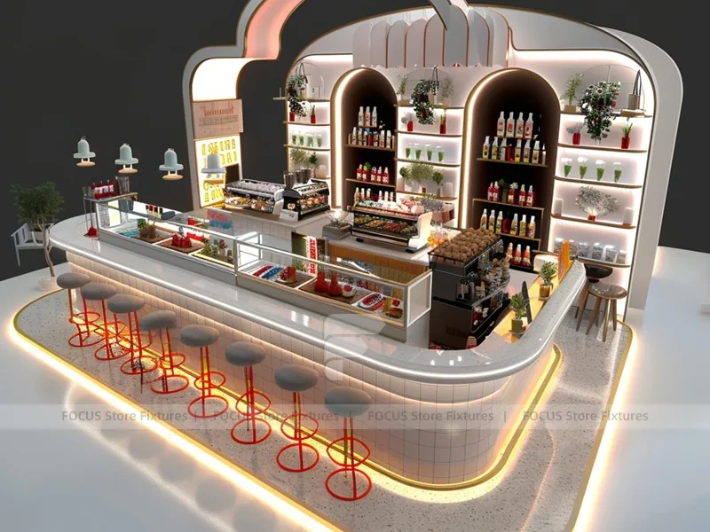 White Arch Dessert Beverage Island Counter