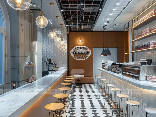 White Black Coffee Bar Seating Layout