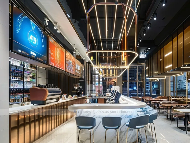 White Black Coffee Bar Seating Layout