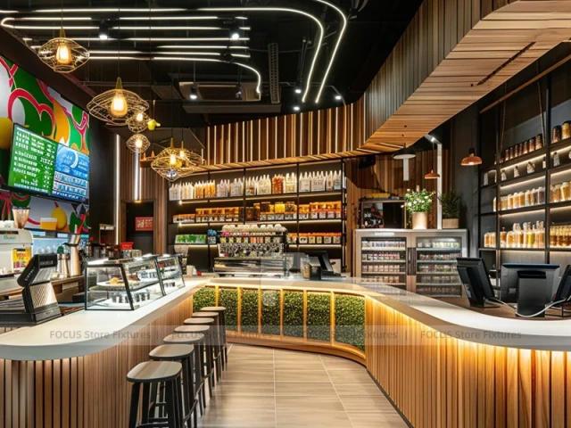 White Blue Bakery Coffee Island Counter
