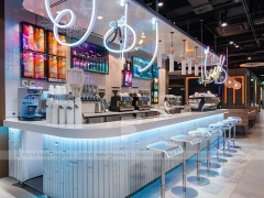 White Blue Beverage Island Counter
