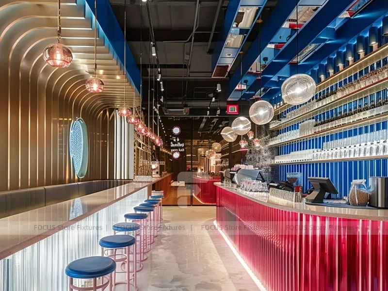 White Blue Beverage Island Counter