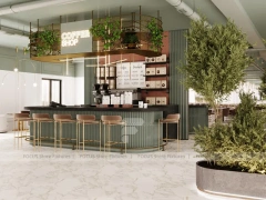 White Botanical Dessert Cafe Dining Layout