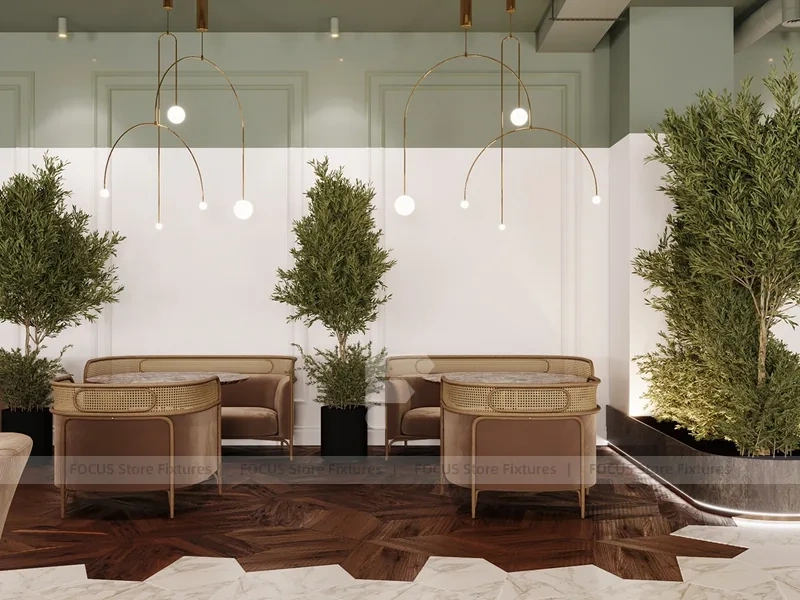 White Botanical Dessert Cafe Dining Layout