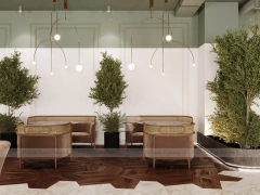 White Botanical Dessert Cafe Dining Layout