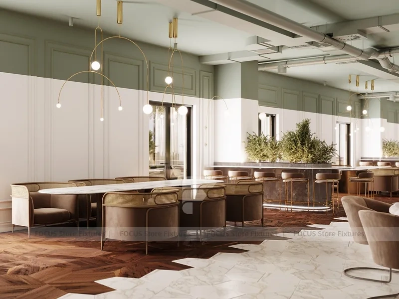 White Botanical Dessert Cafe Dining Layout