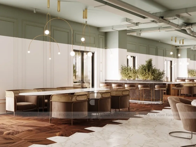 White Botanical Dessert Cafe Dining Layout