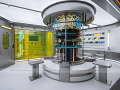 White Circular Beverage Lab Display Kiosk