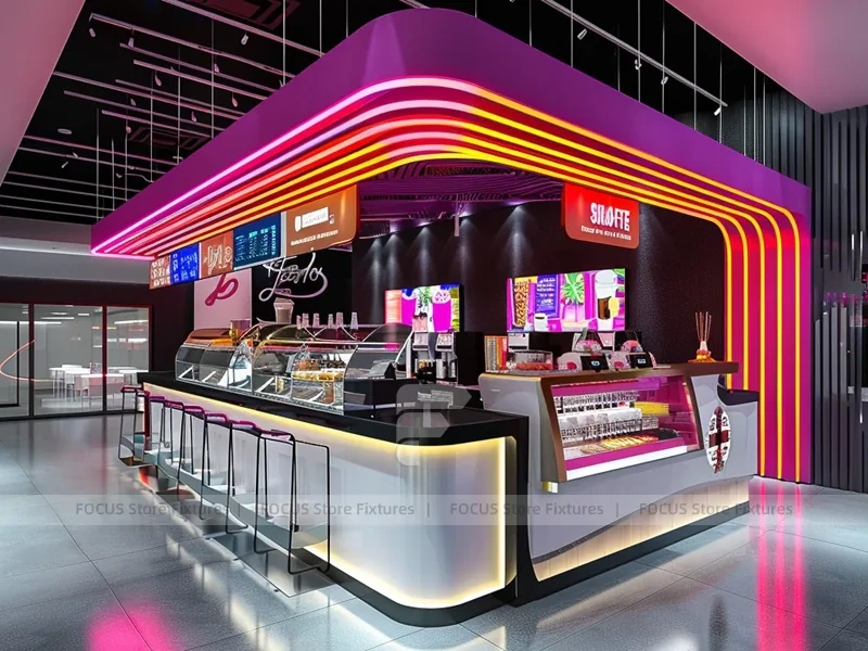 White LED Coffee Bar Counter Layout
