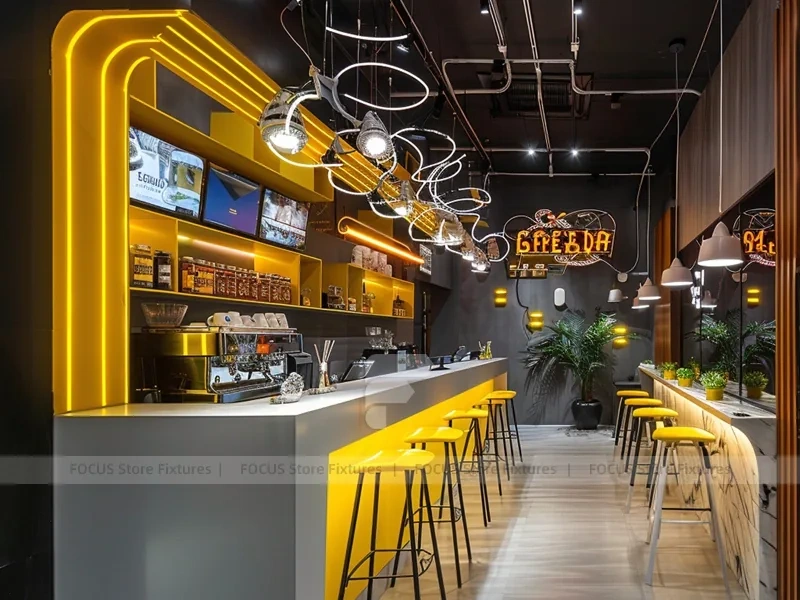 White LED Coffee Bar Counter Layout