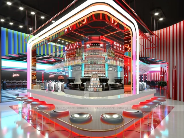White LED Coffee Bar Counter Layout
