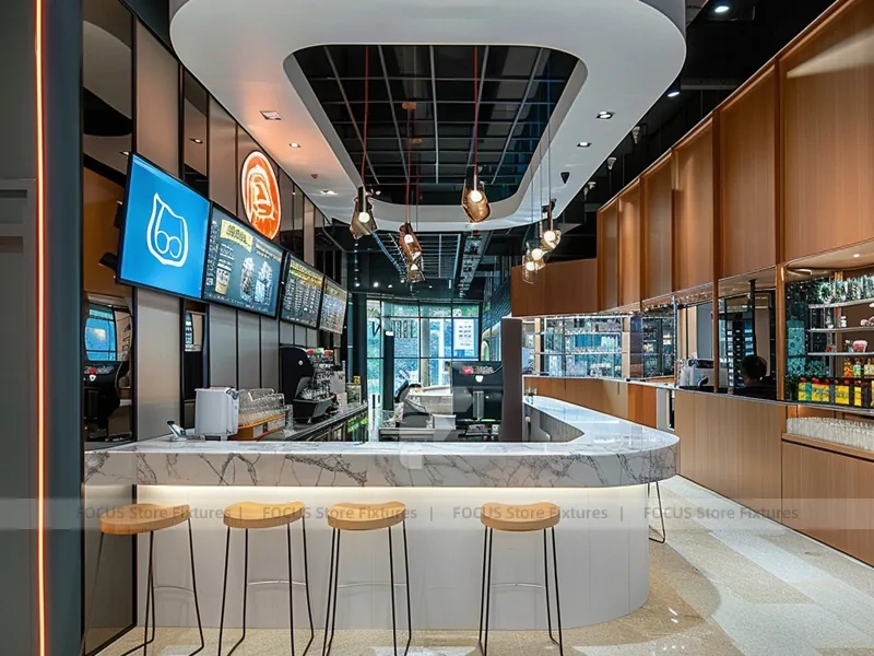 White Marble Coffee Bar Counter Layout