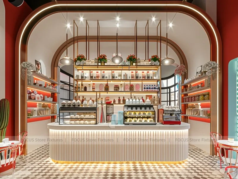 White Marble Coffee Bar Counter Layout