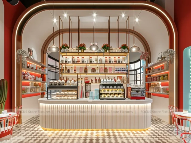 White Marble Coffee Bar Counter Layout